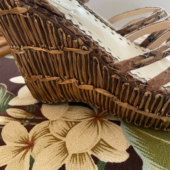 Prada Woven wicker platform wedge with python straps size 37 nwot - Picture 4 of 14